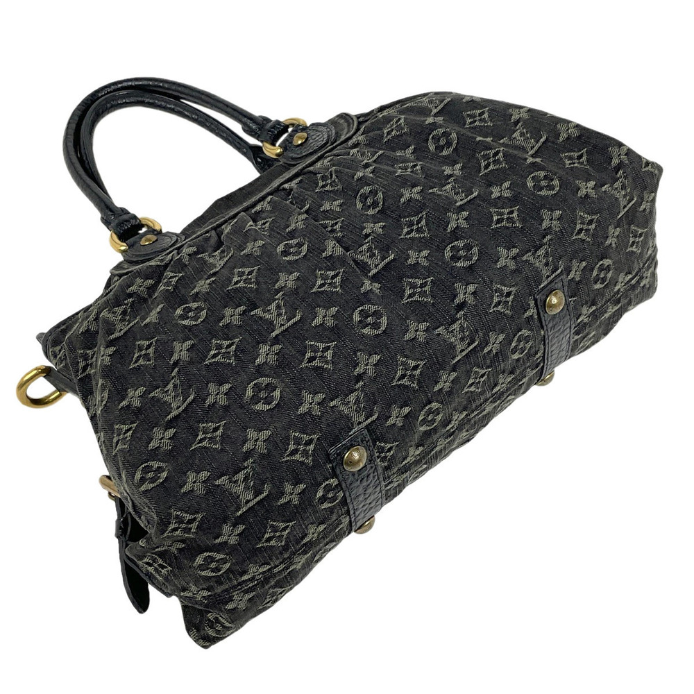 Louis Vuitton Cabby Noir Neo Monogram Shoulder Bag Handbag Black Denim